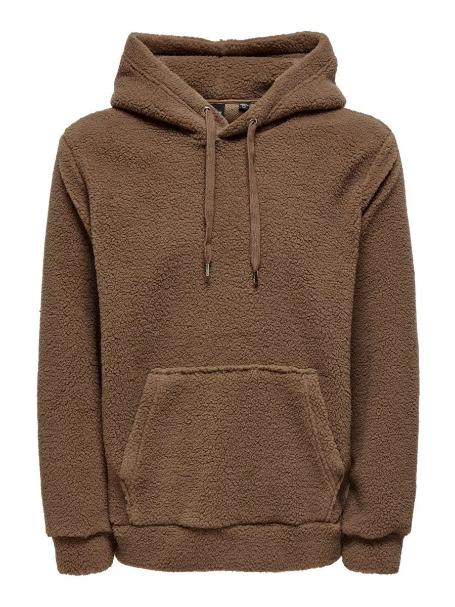 Only & Sons Onsremy Felpa Cappuccio Teddy Uomo Pernice
