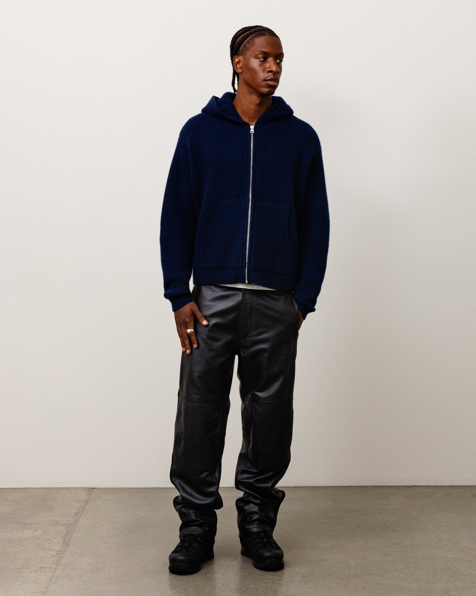 Stussy Waffle Cashmere Zip maglione cashmere blu