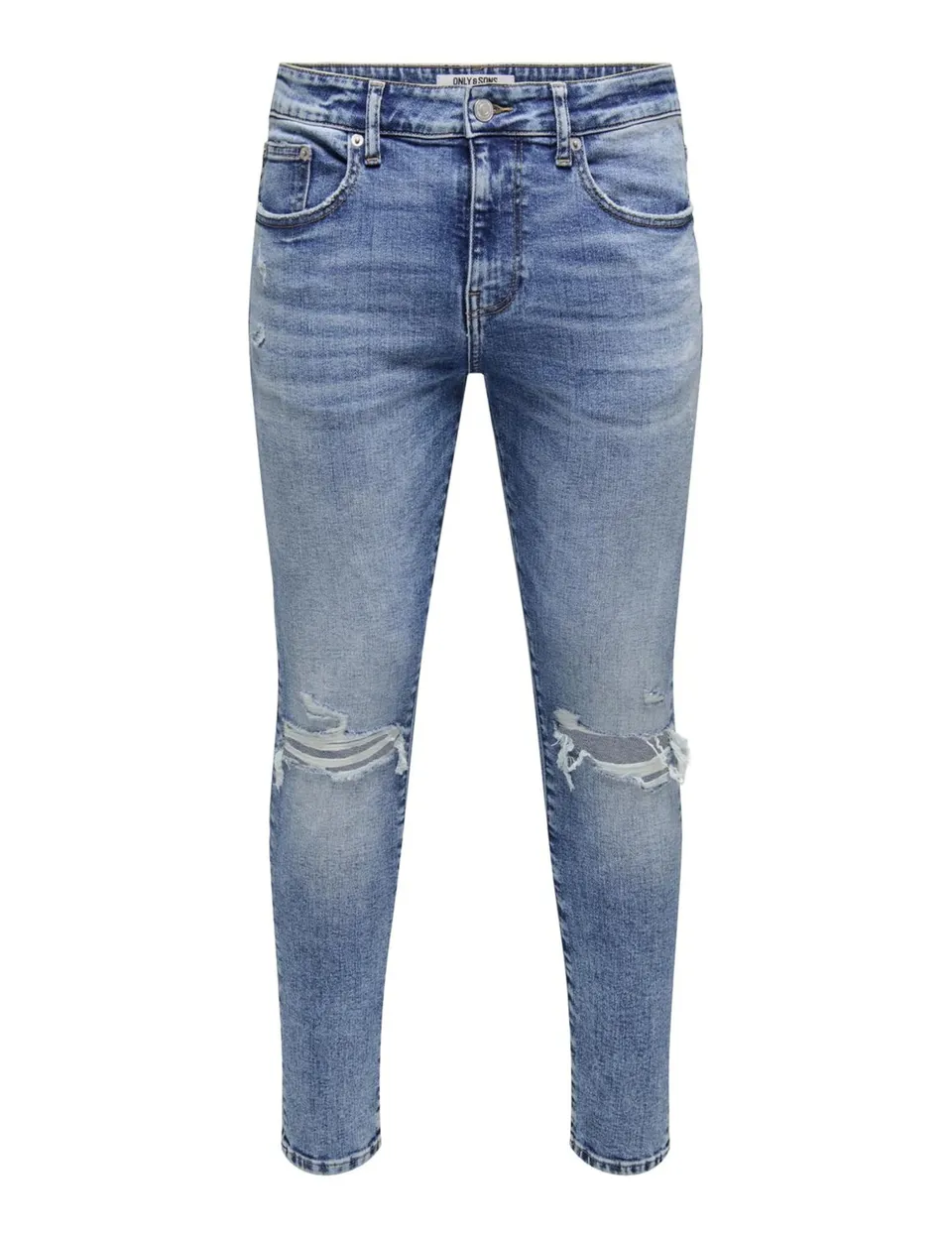 Only & Sons Onswarp Skinny Destroy Jeans Blu Jeans Scuro