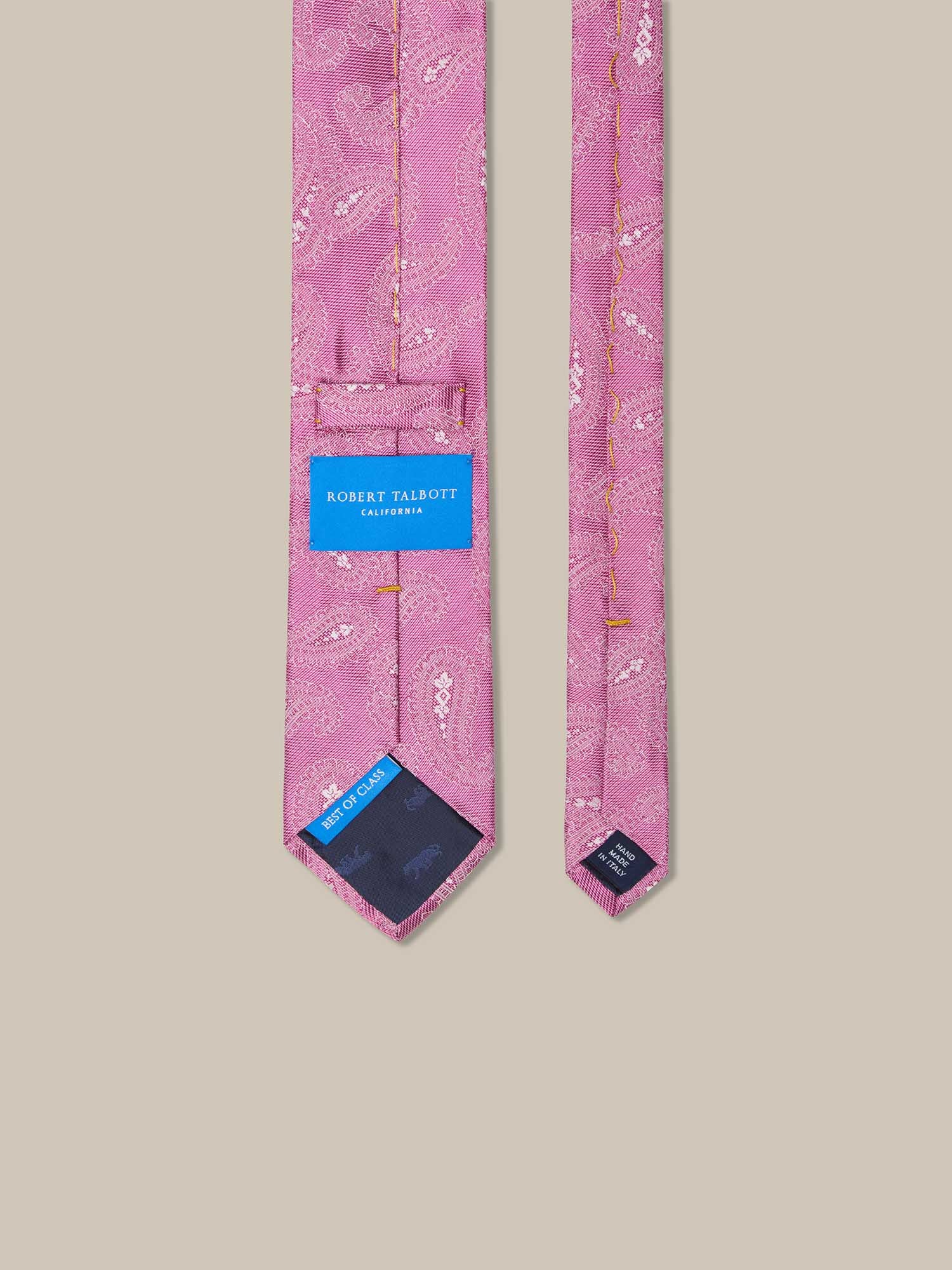 Robert Talbott Robert Paisley cravatta seta rosa REG