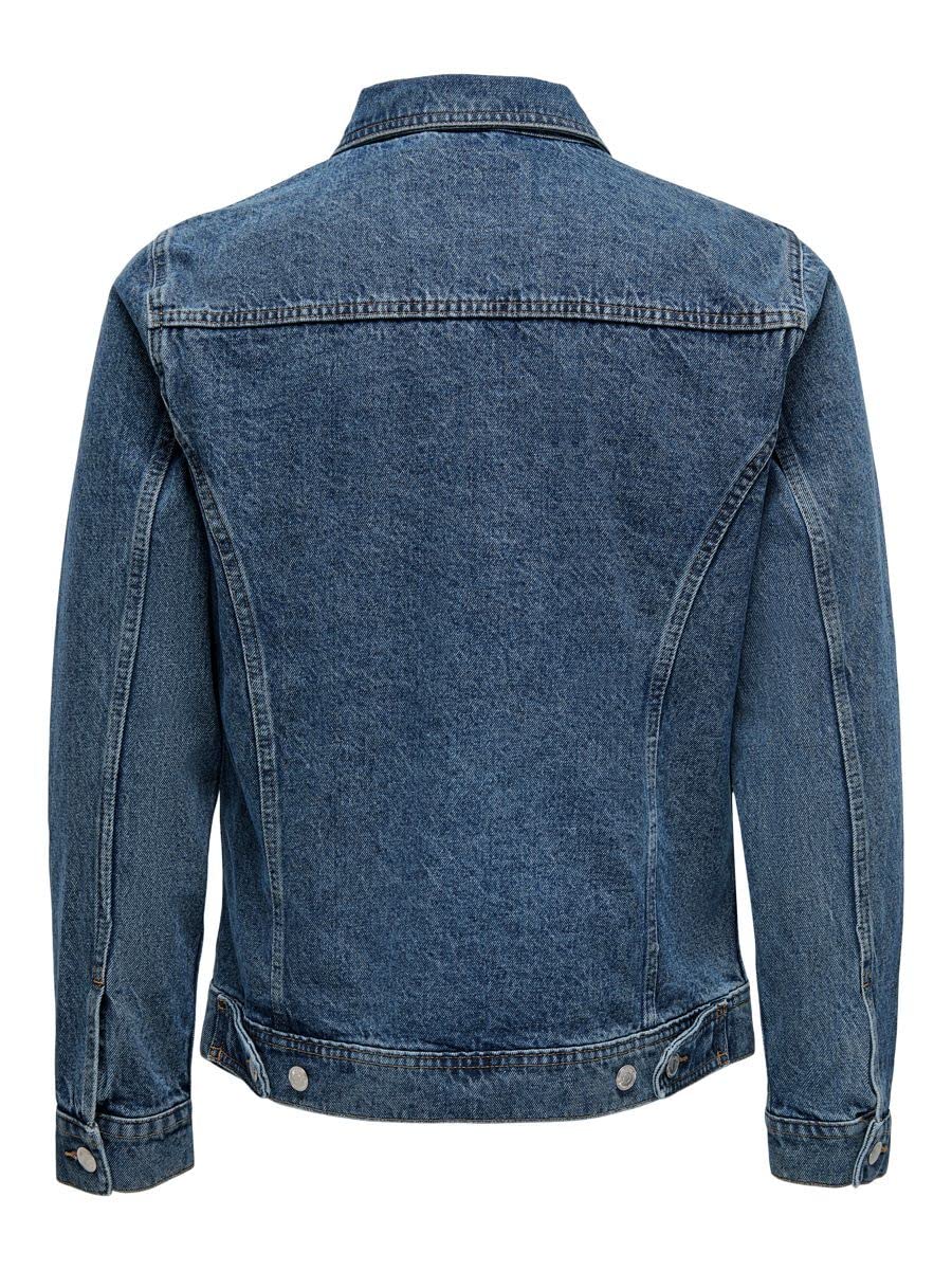 ONLY & SONS Giacca Uomo Denim Jeans Bottoni Blu