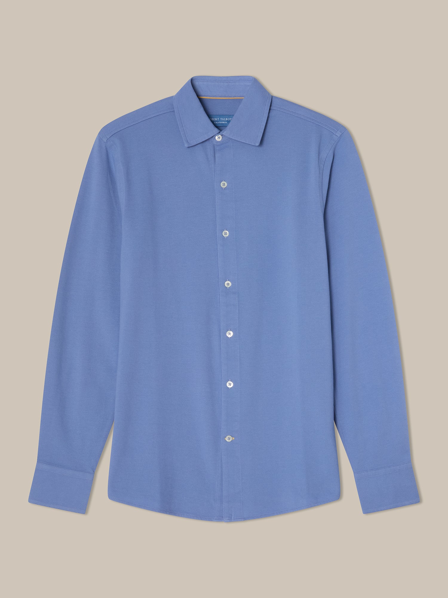 Robert Talbott Foster polo cotone blu manica lunga