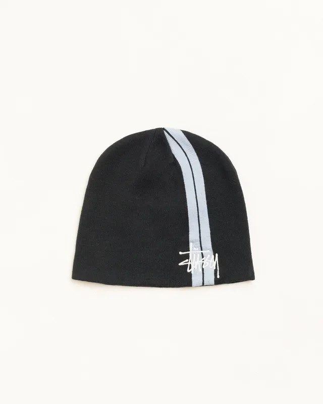 Stussy Double Stripe Skullcap beanie Black acrilico