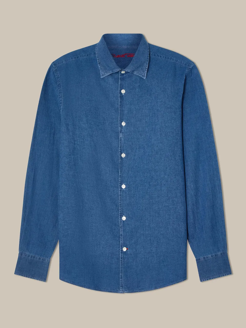 Robert Talbott Morgan camicia casual lino cotone azzurra