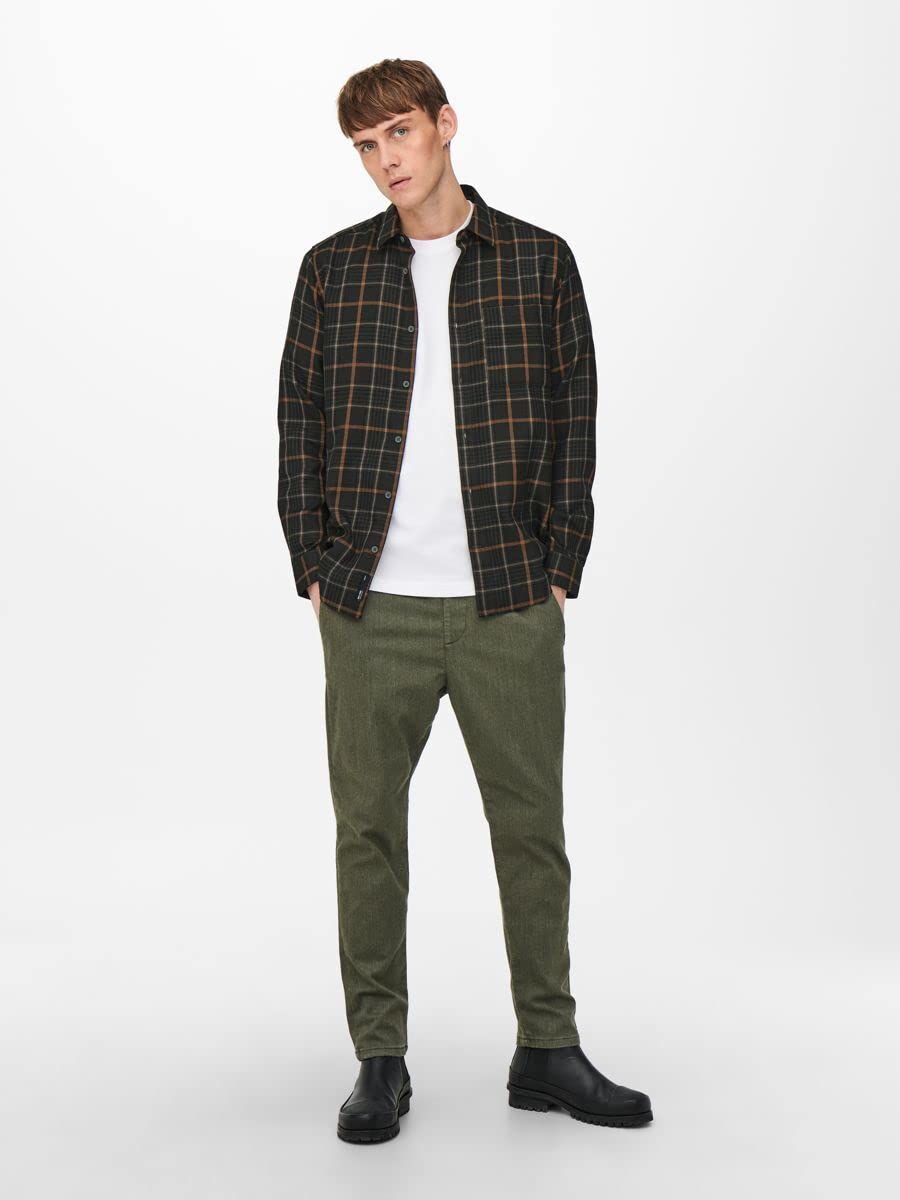 Only & Sons Onsloki Camicia Uomo a Quadri Manica Lunga