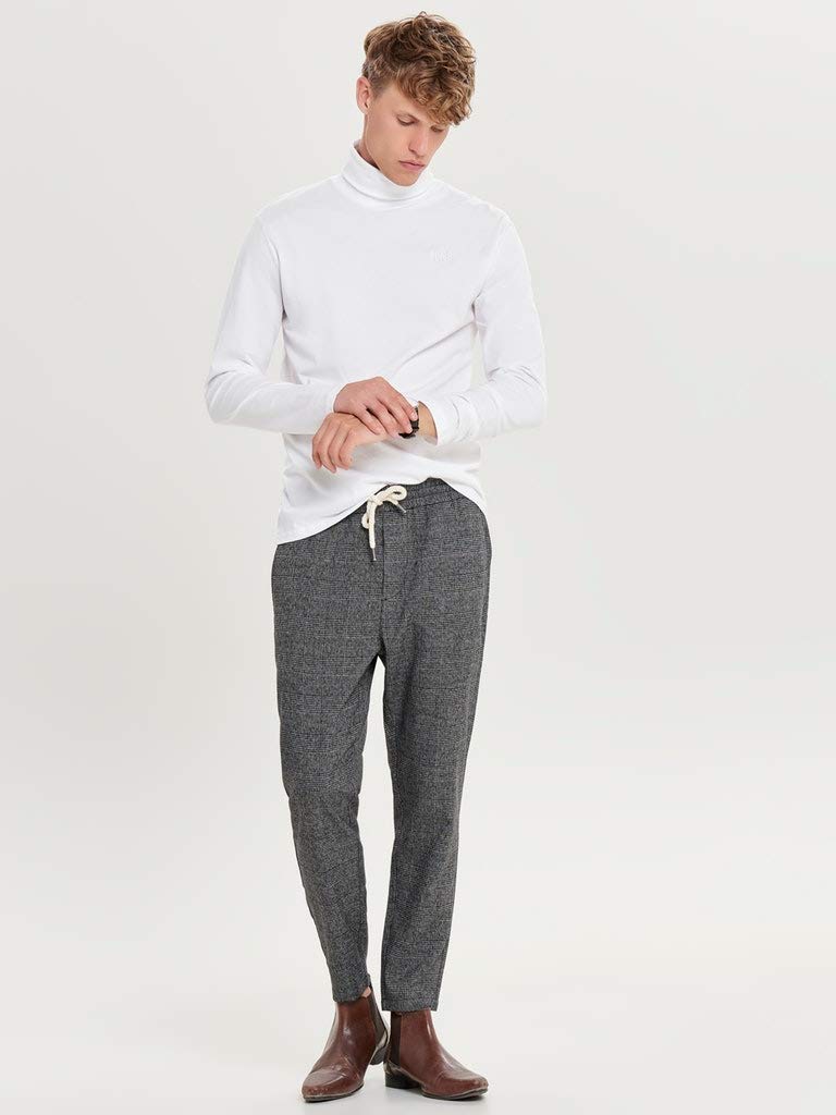 ONLY & SONS Pantaloni Uomo a Quadri Loose Fit Coulisse