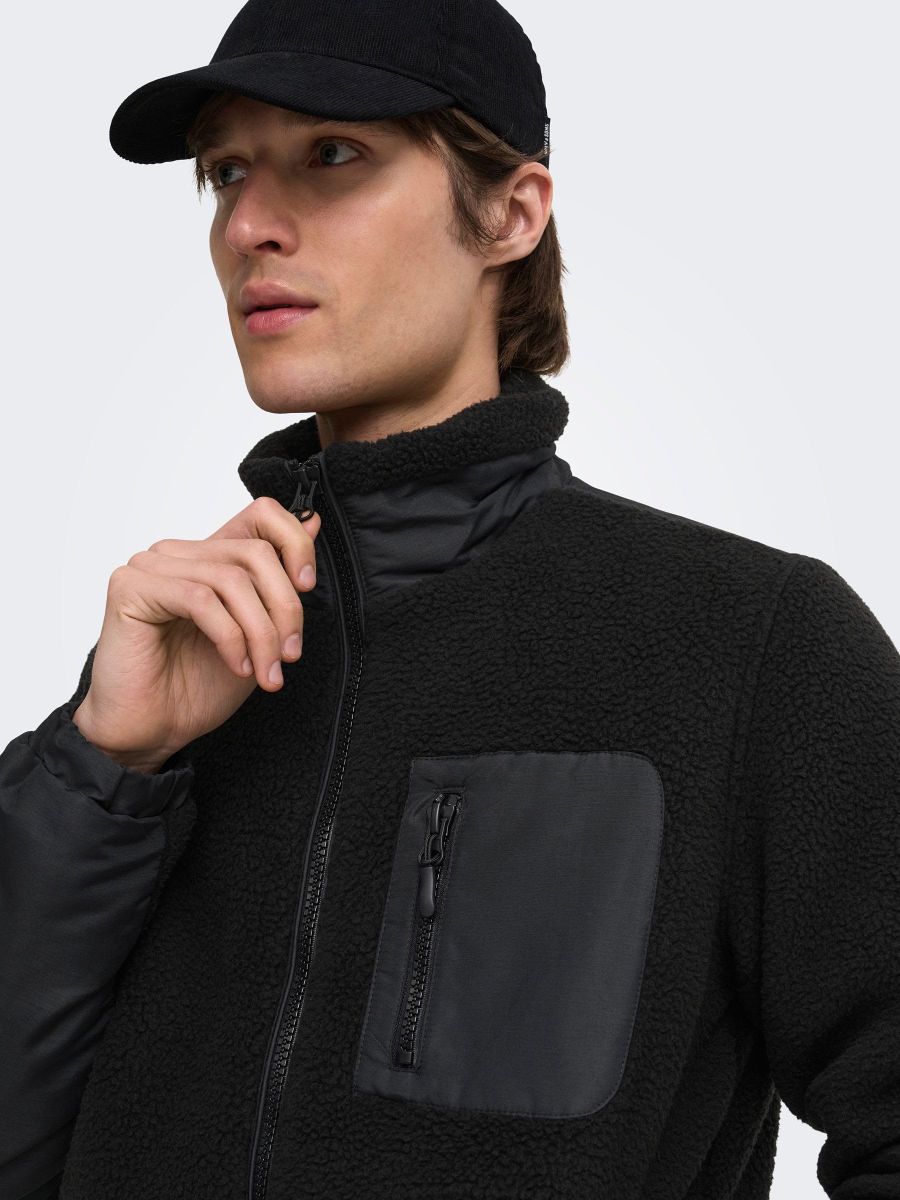 Only & Sons Onstyro Padded Sherpa Giacca Uomo L Nero