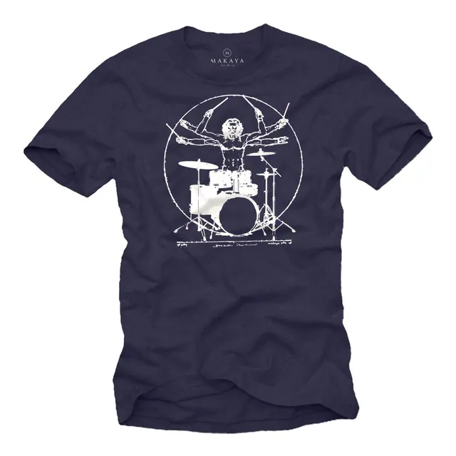 Makaya Drummer Batterista T-Shirt Uomo Cotone Manica Corta