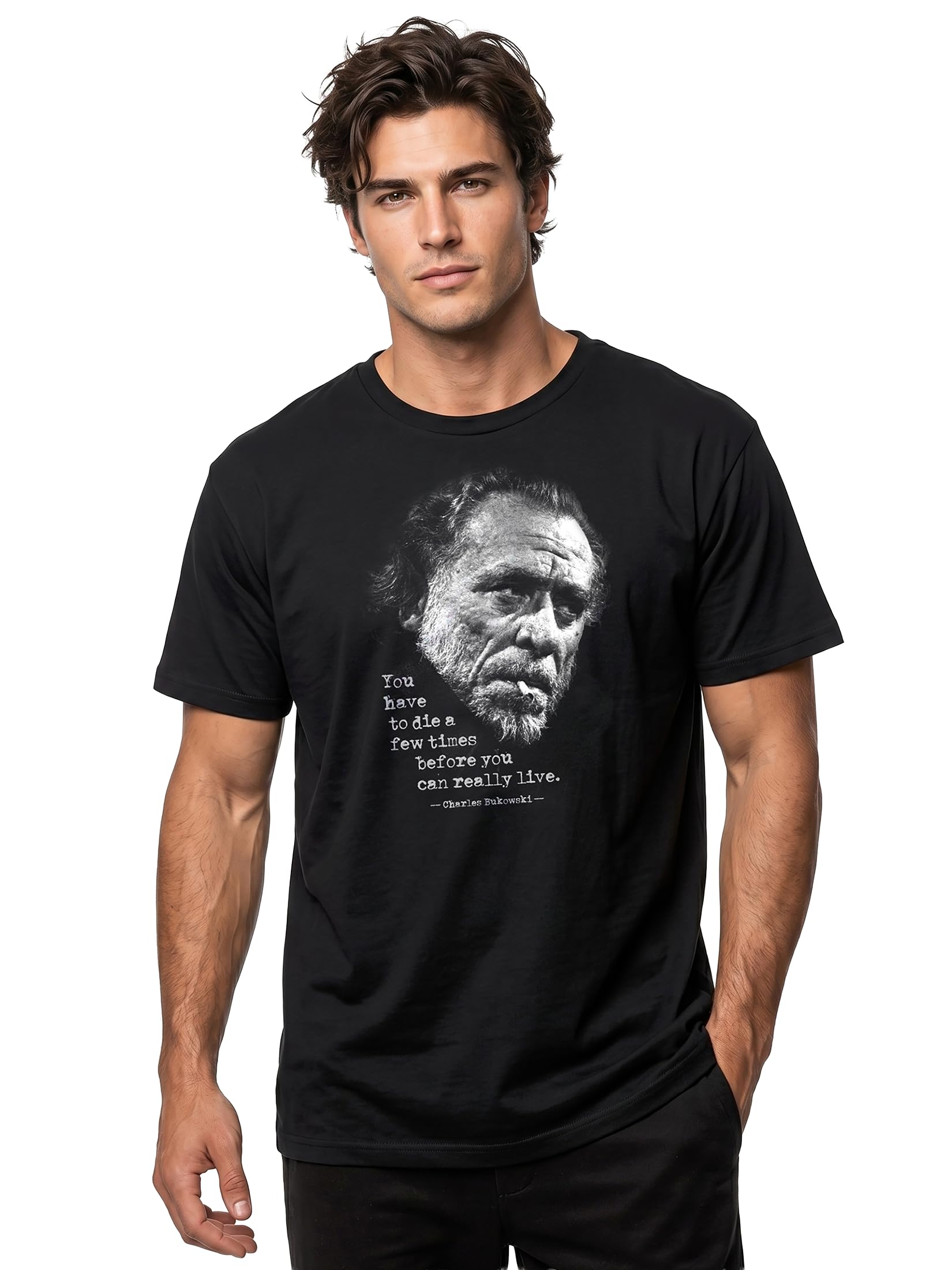 Makaya Bukowski T-Shirt Uomo Cotone Nera Maniche Corte