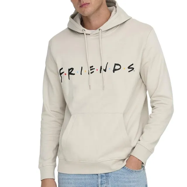 Only & Sons Friends felpa uomo XS beige cotone