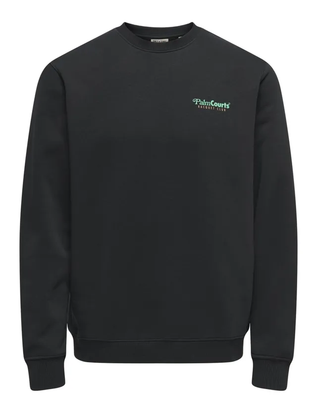 Only & Sons Onsten Reg LS Crew Felpa Uomo Nera