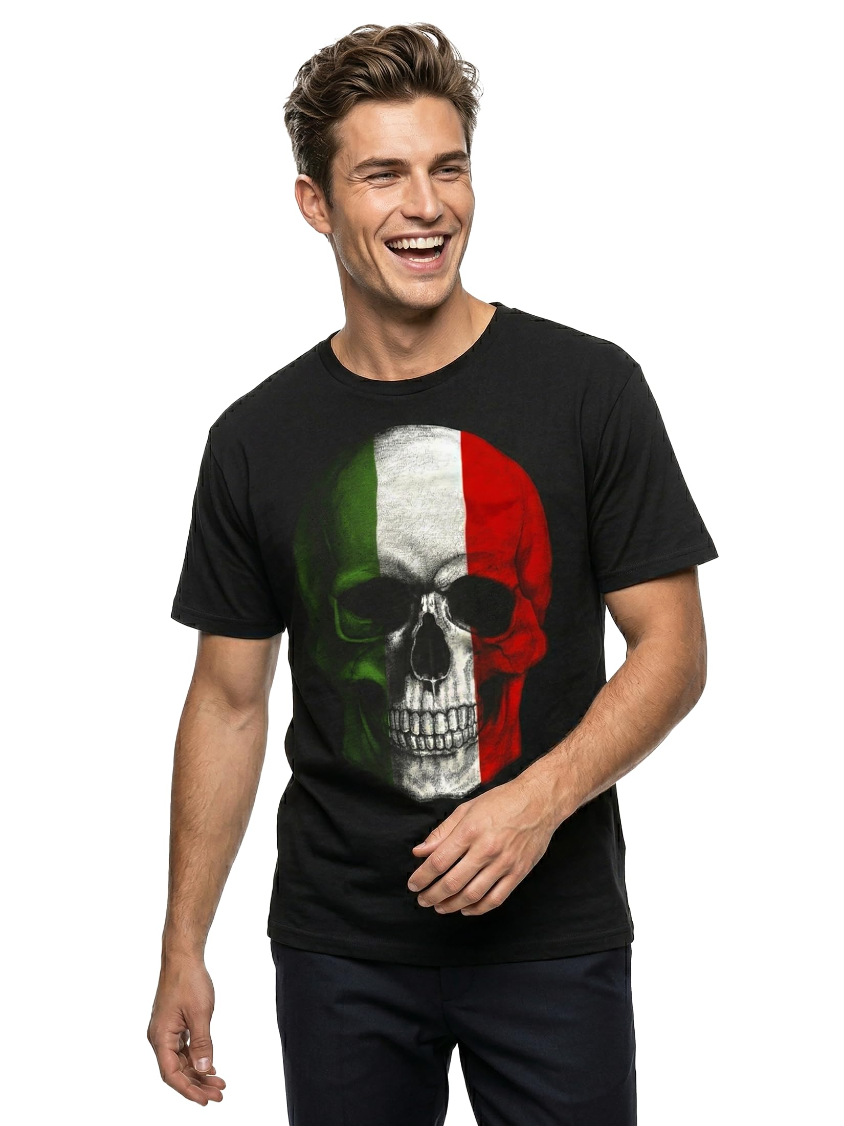 Makaya Teschio Bandiera Italia T-Shirt Uomo 4XL Cotone