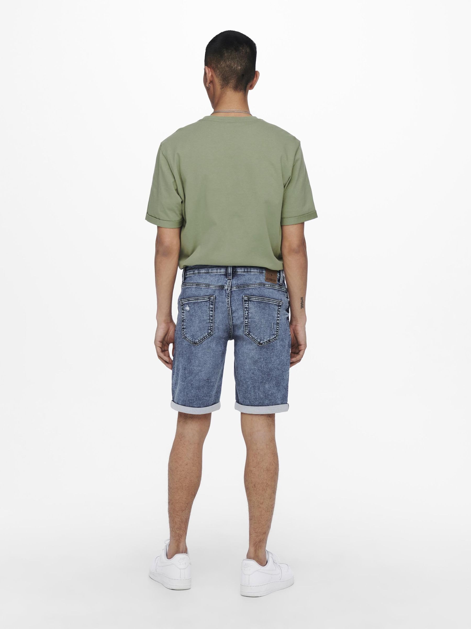 Only & Sons Pantaloncini Jeans Uomo Destroyed Cotone