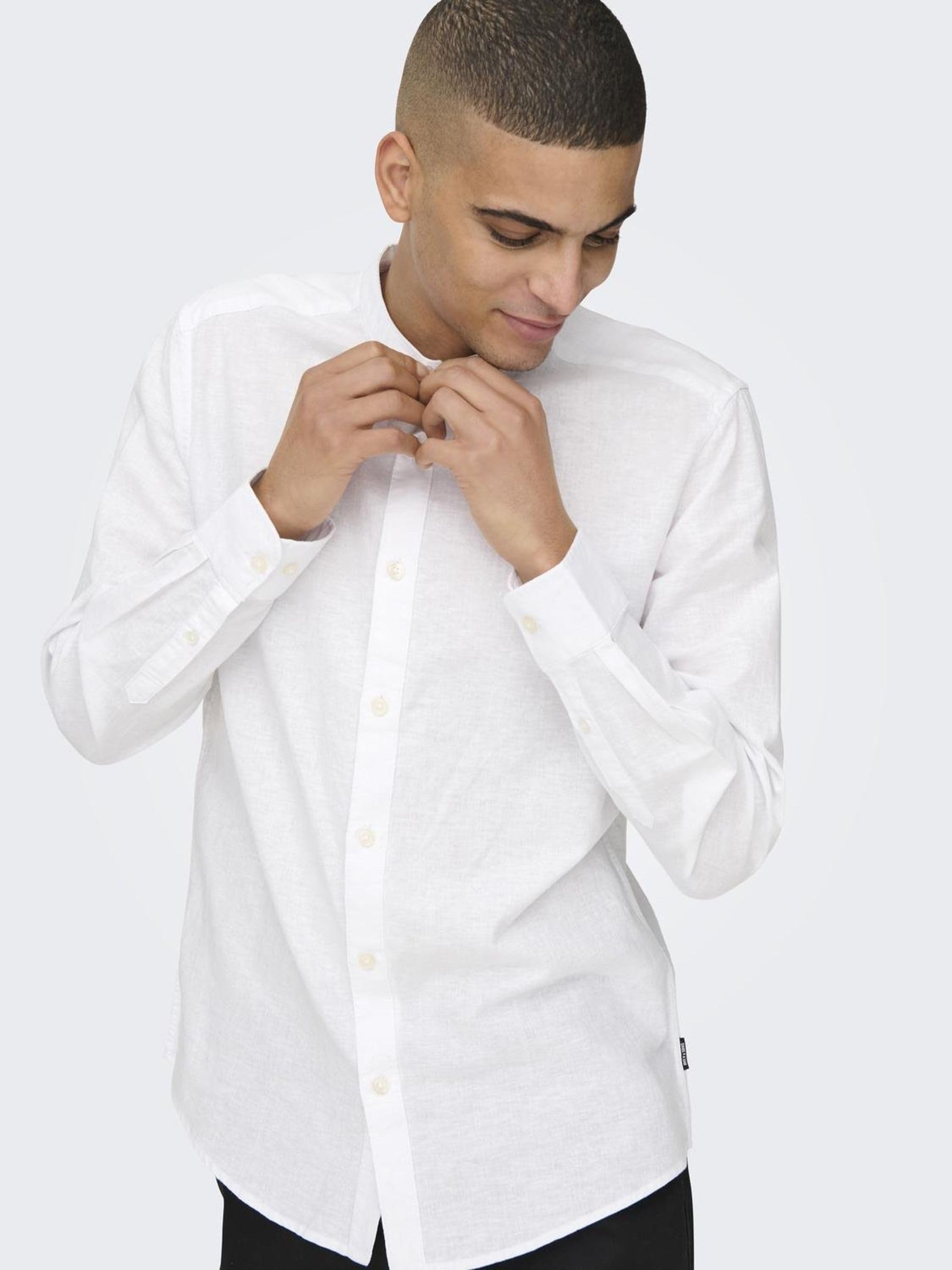 ONLY & SONS Onscaiden Camicia Uomo Lino Slim Fit