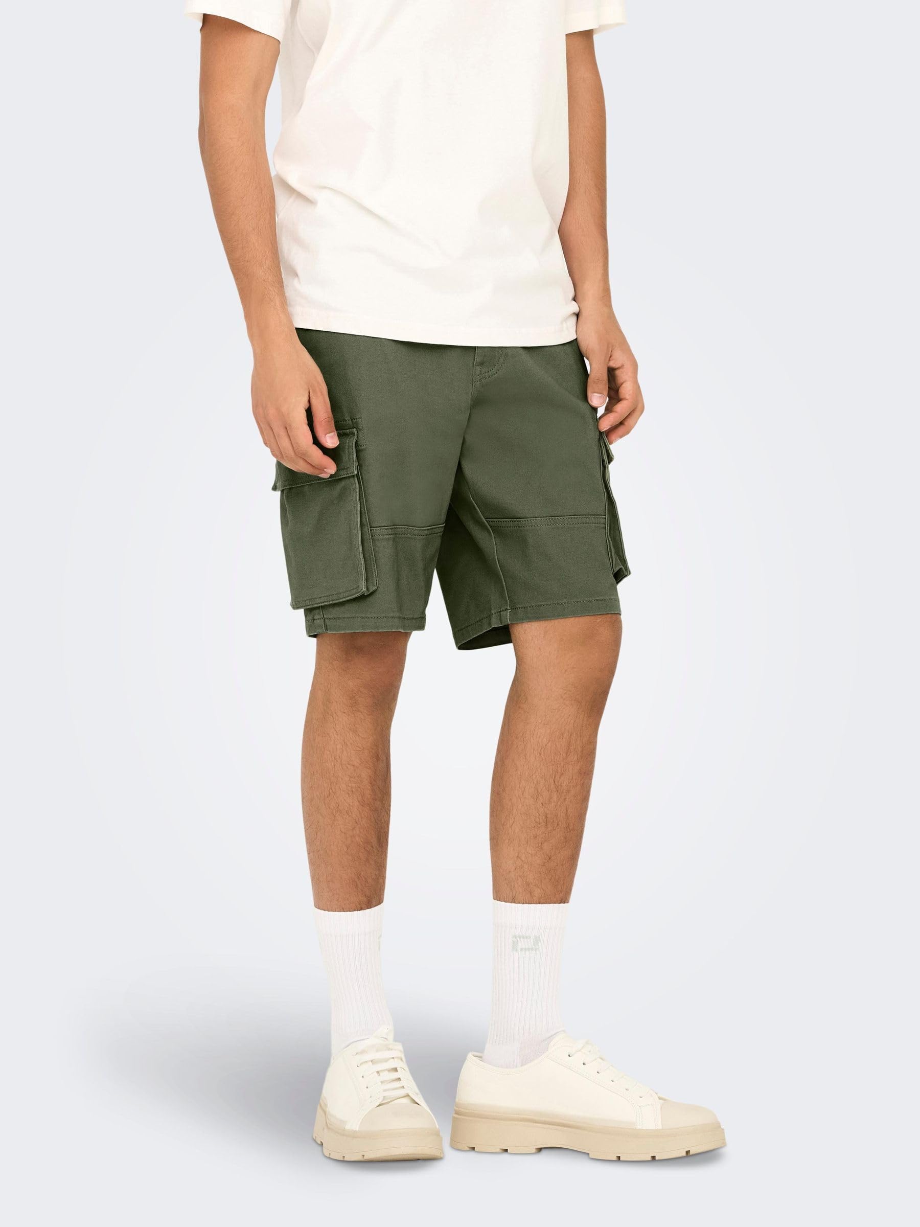 Only & Sons Cargo Pantaloncini Uomo S Verde Tasche