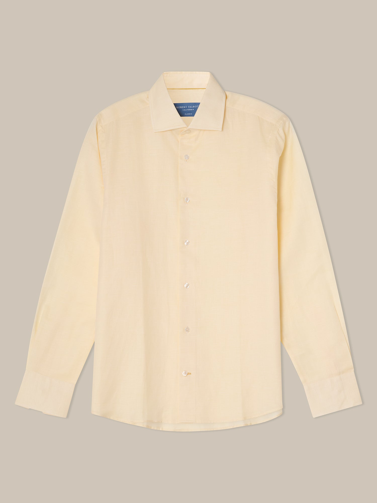 Robert Talbott Reynolds camicia lino cotone gialla