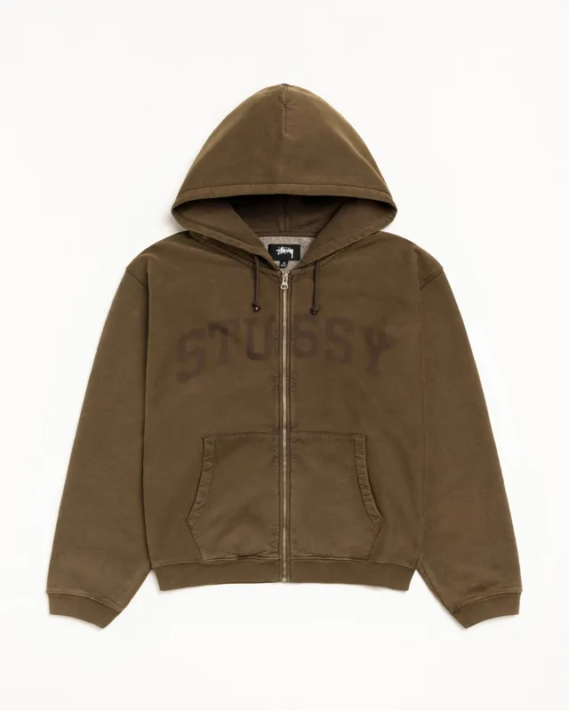 Stussy Faded Graphic Zip Hoodie felpa verde 500gsm