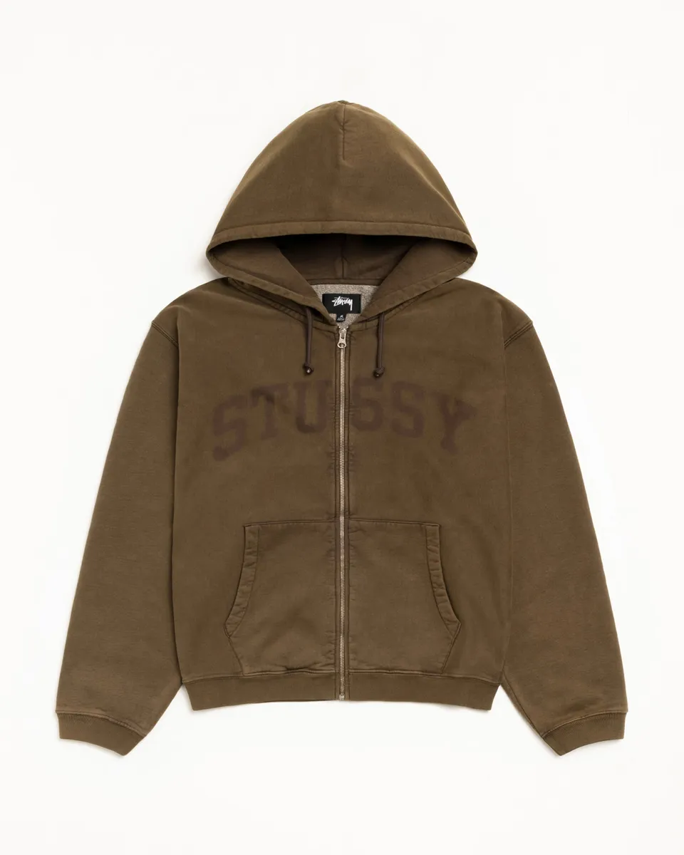 Stussy Faded Graphic Zip Hoodie felpa verde 500gsm