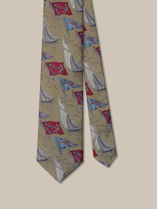 Robert Talbott Boat Flags Cravatta Seta Oro REG