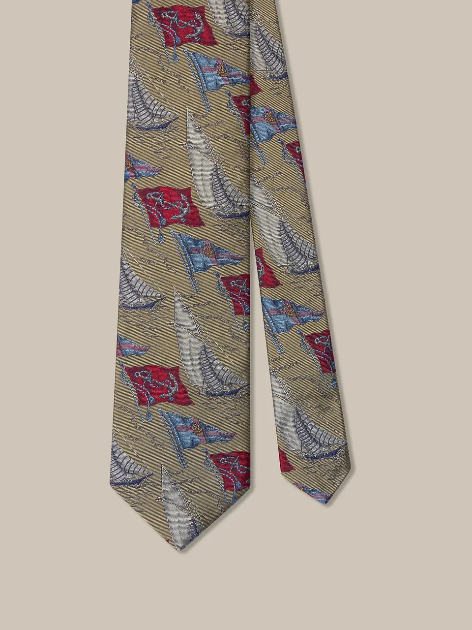 Robert Talbott Boat Flags Cravatta Seta Oro REG