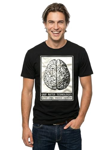 Makaya T-Shirt Uomo Heisenberg Nera Cotone Stampa Cervello L