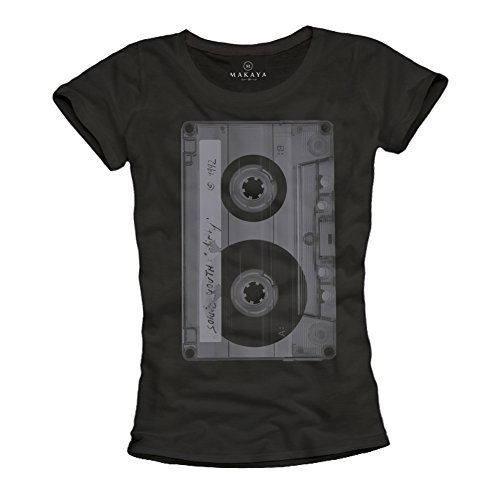 MAKAYA Tape T-Shirt Donna Musica Rock Maglietta L cotone