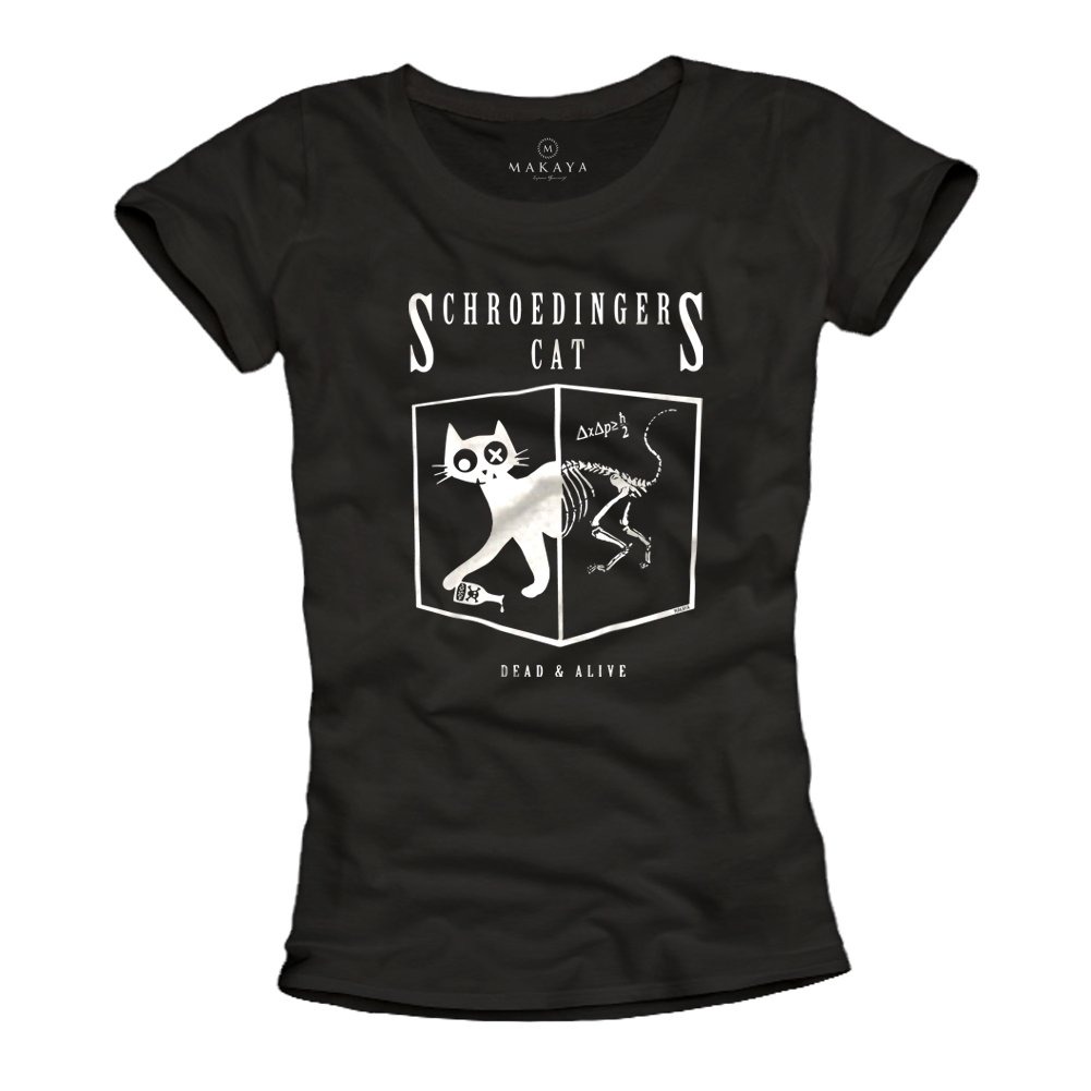 Makaya T-Shirt Donna Gatto Schrodinger Nera M