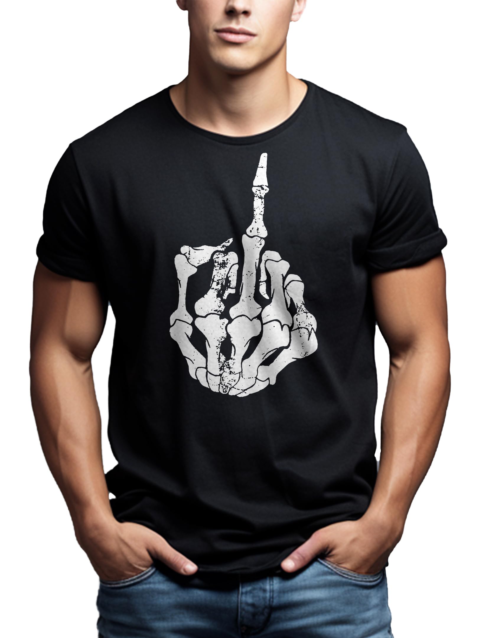 MAKAYA Hard Rock T-Shirt Uomo Nera Teschio M 185 g/m²