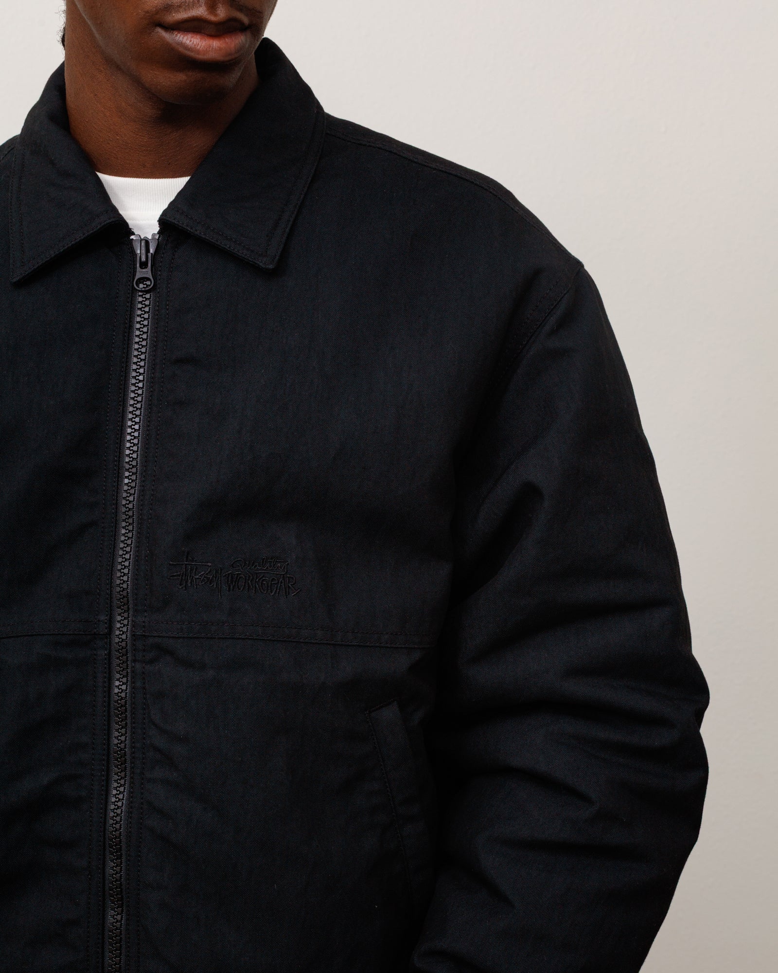 Stussy Nyco Collared Work Jacket giacca nera nylon
