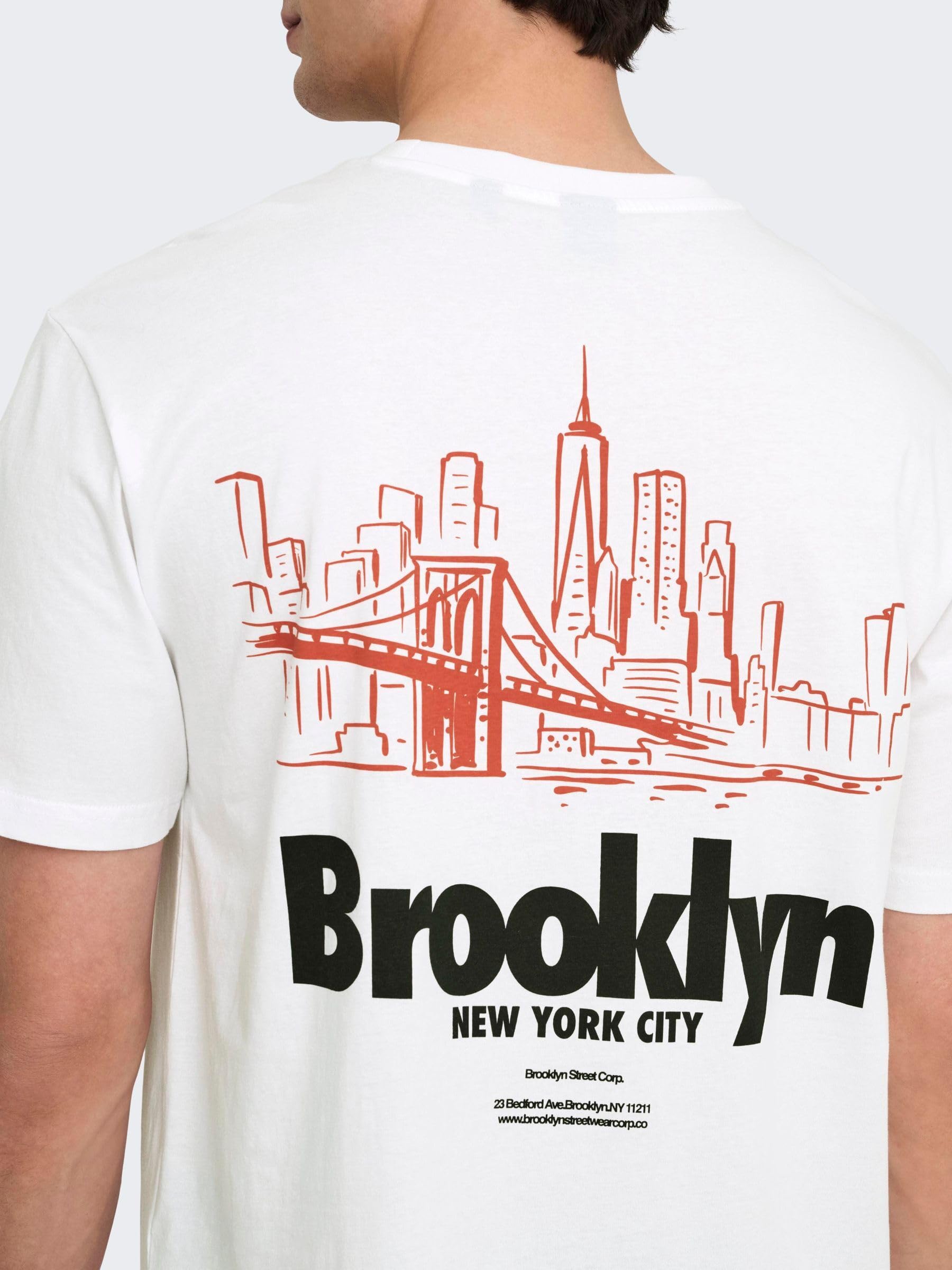ONLY & SONS Onskeane T-Shirt Bianco Cotone Girocollo