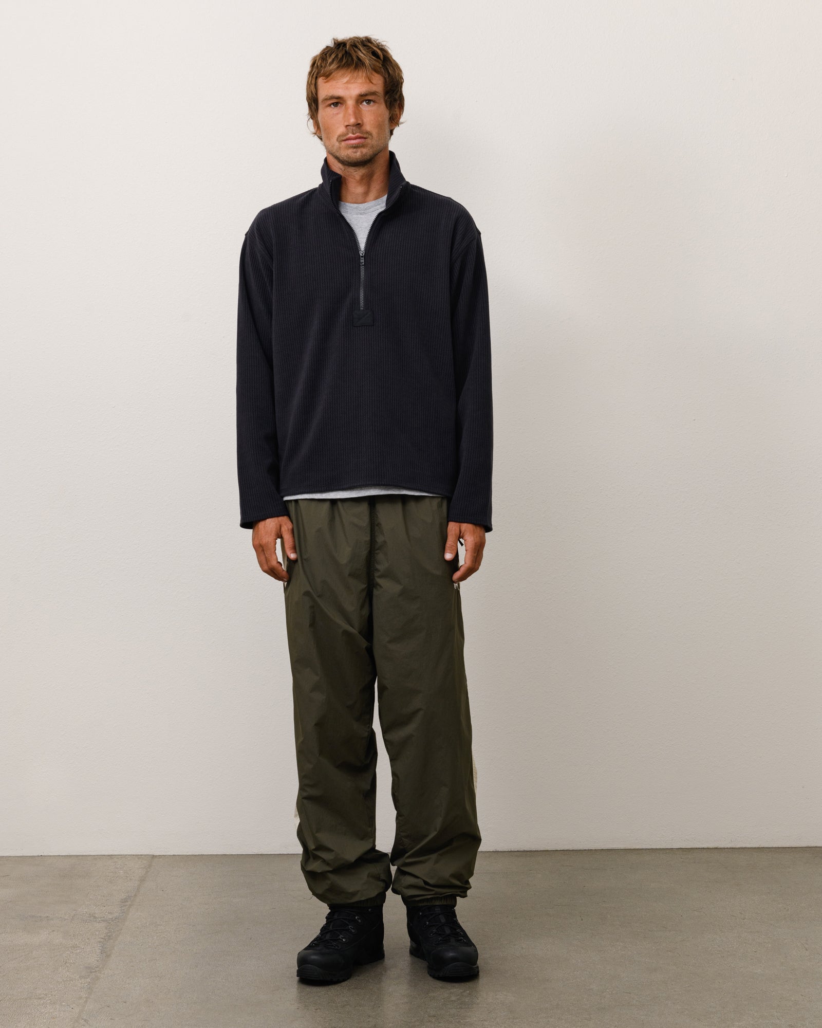 Stussy Half Zip Thermal Mock Neck maglia Black poliestere