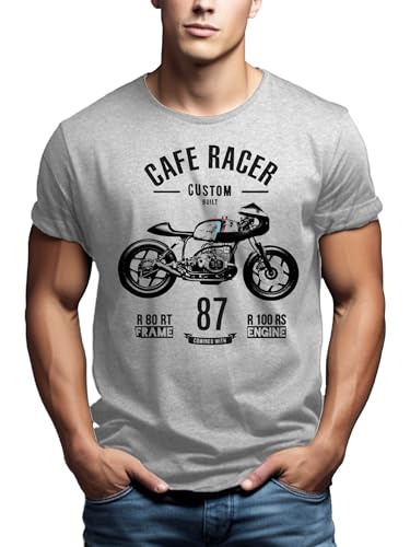 Makaya Cafe Racer GP T-Shirt Uomo Cotone Moto Vintage