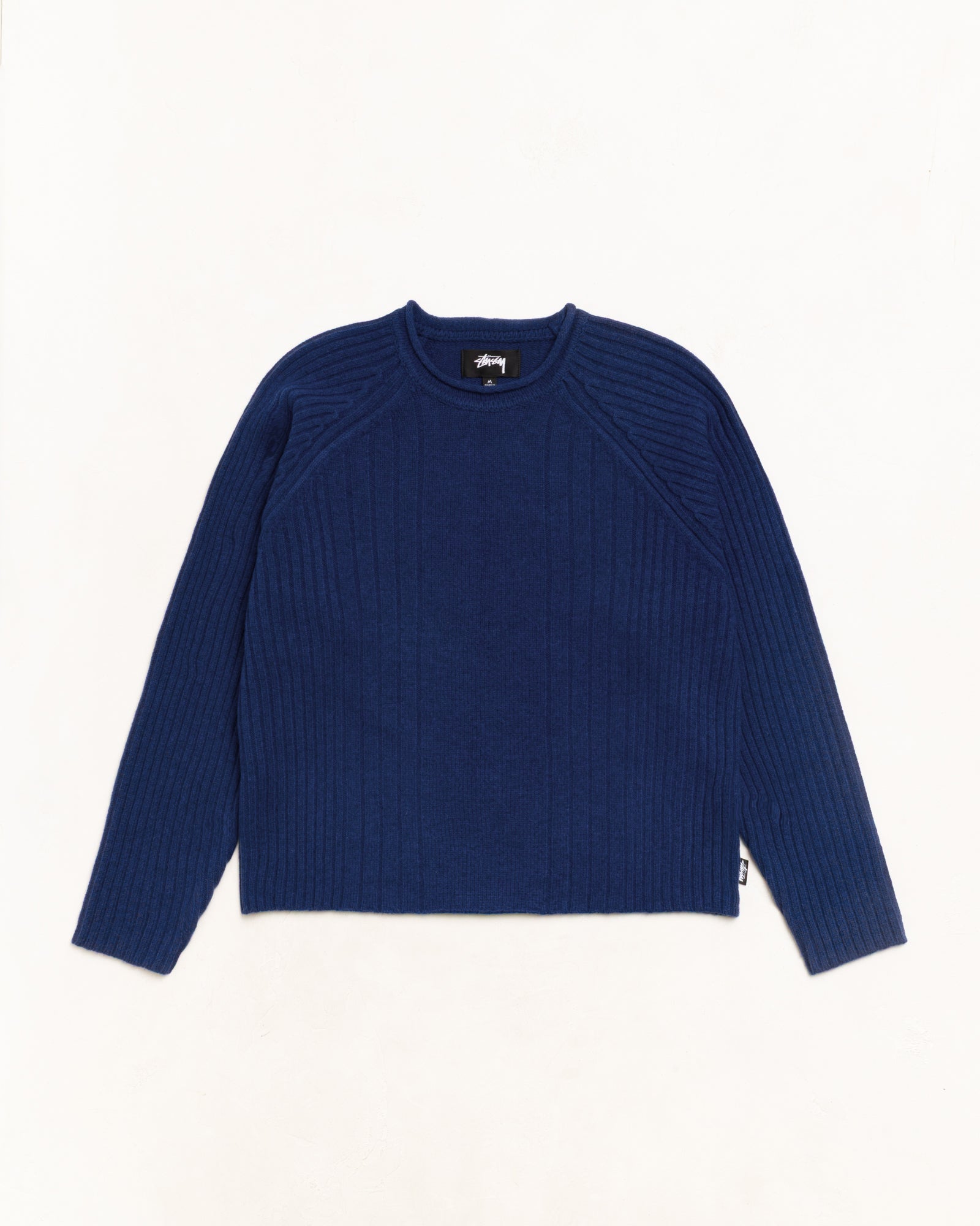 Stussy Merino Roll Neck Maglione Blue Lana Merino