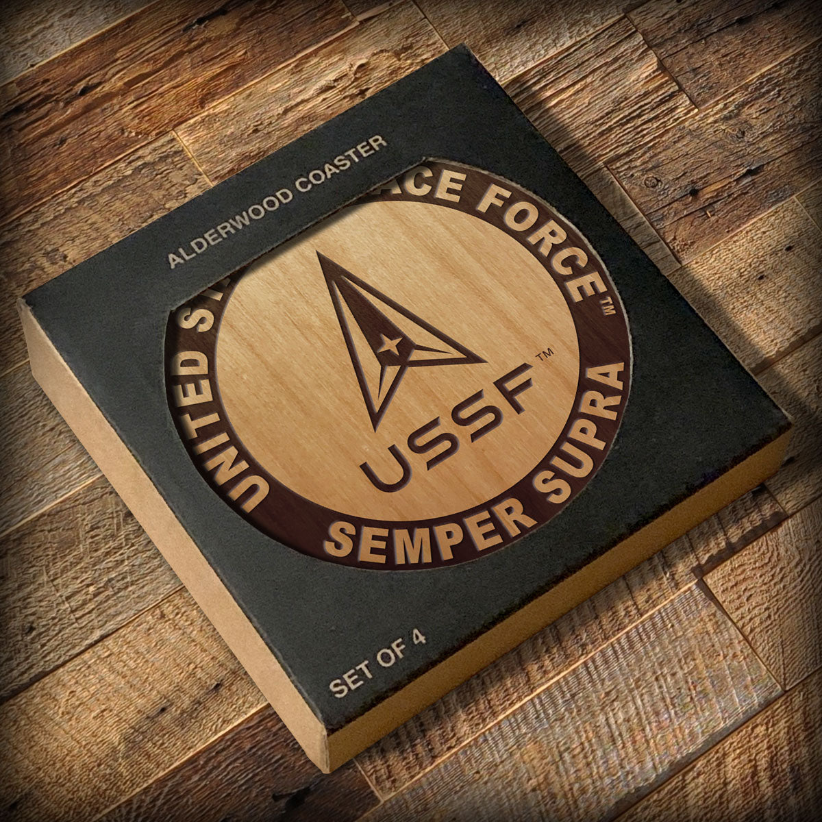 7.62 Design Space Force Sottobicchieri Legno Set 4 Pezzi Tondi Incisi
