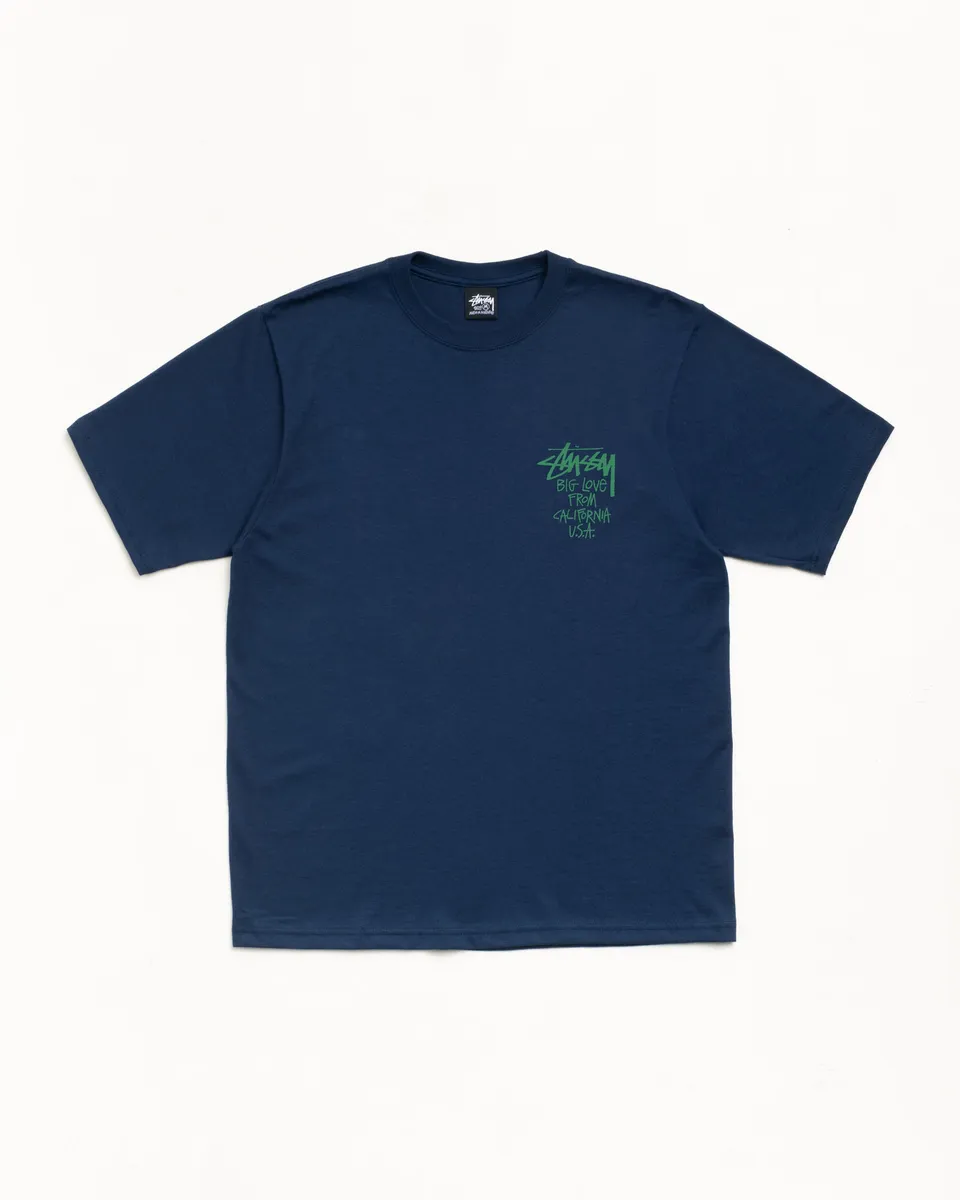 Stussy Big Love Tee Maglietta Blu Navy Cotone