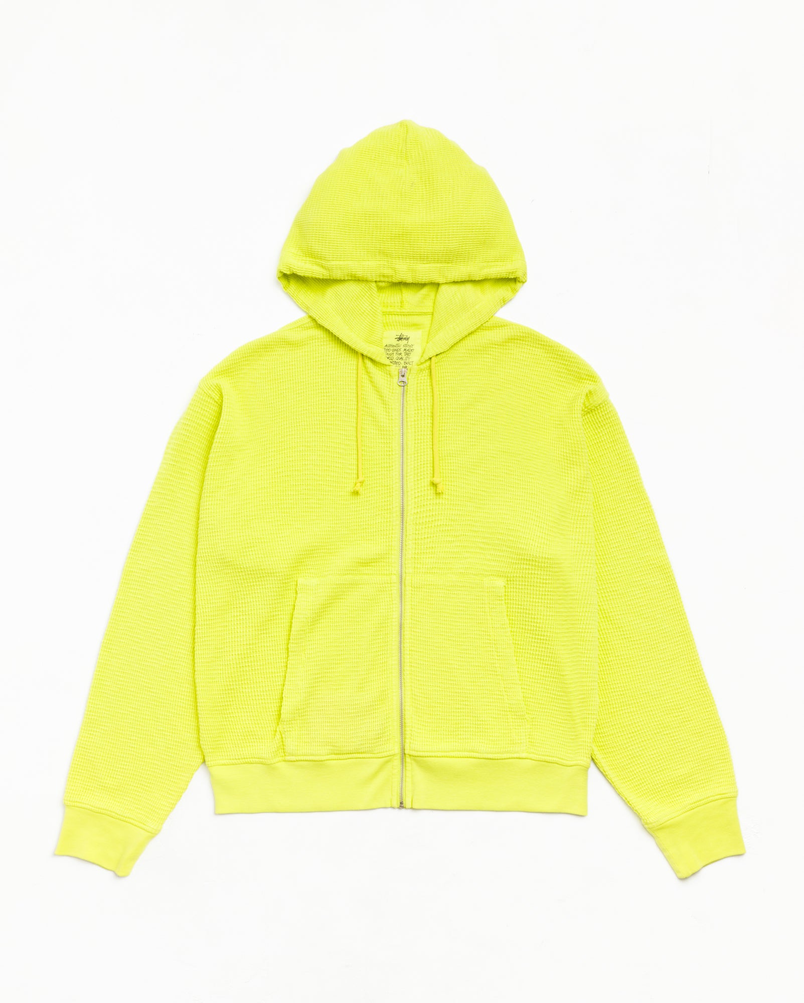 Stussy Lightweight Thermal Hoodie felpa lime cotone