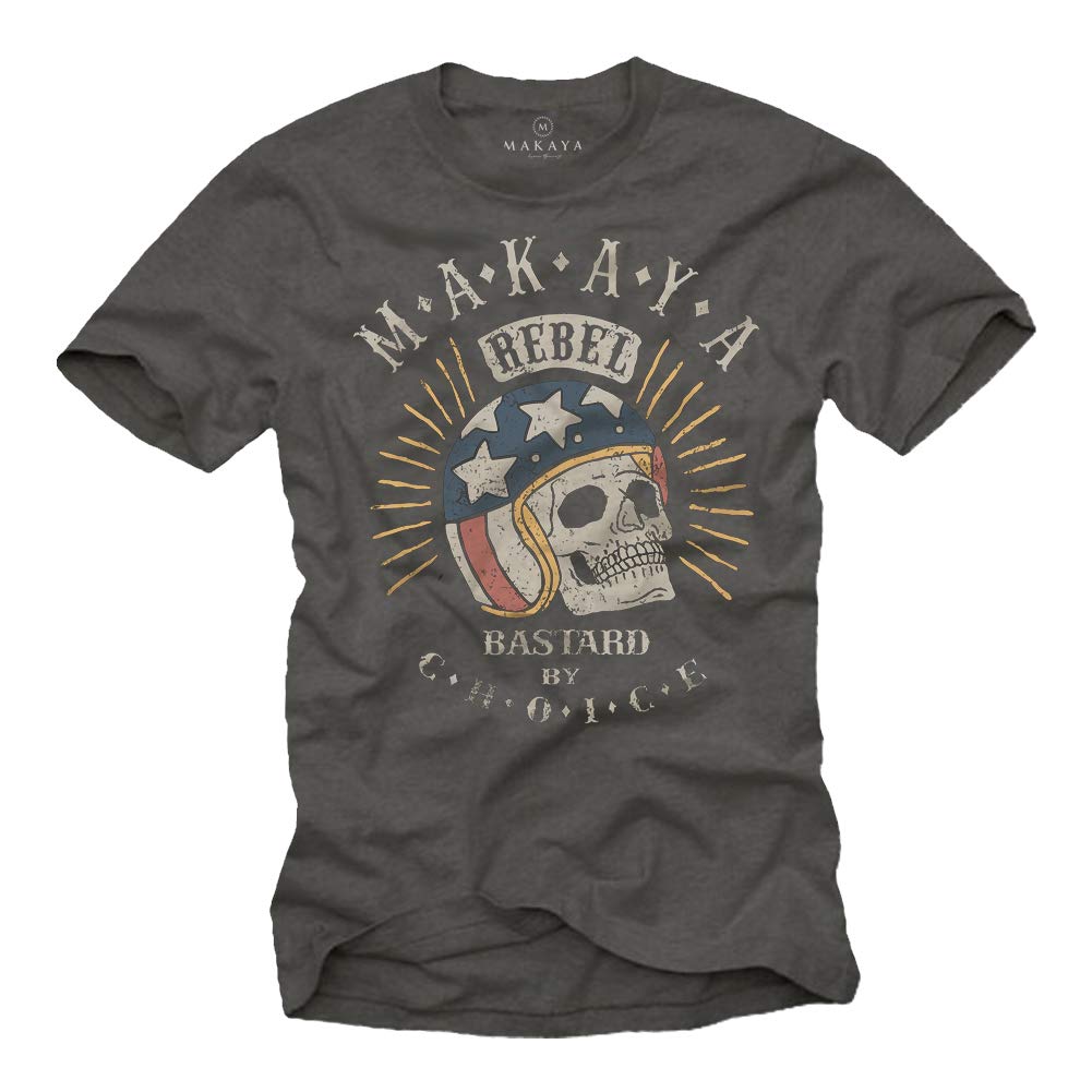 Makaya Teschio Casco Motocross T-Shirt Uomo Nera