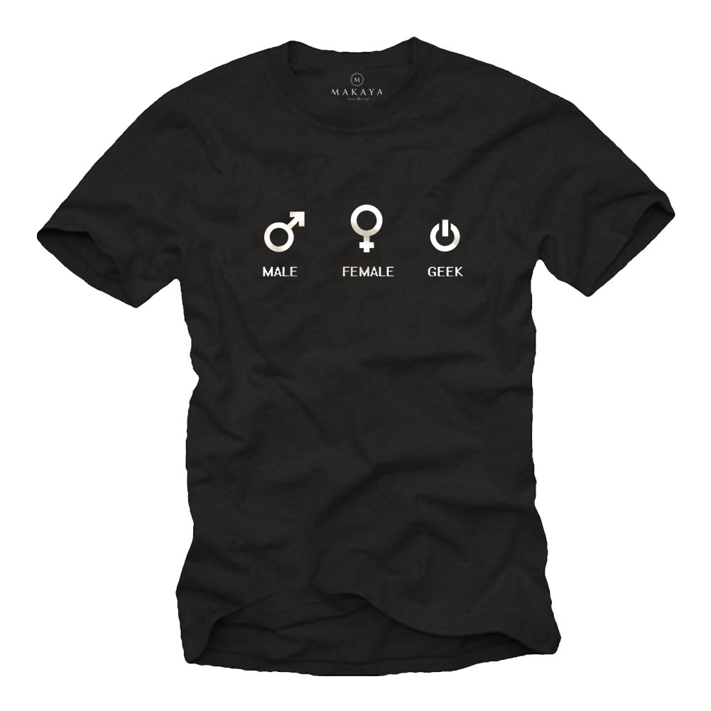 MAKAYA Male Female T-Shirt Uomo Cotone Nerd Taglia S