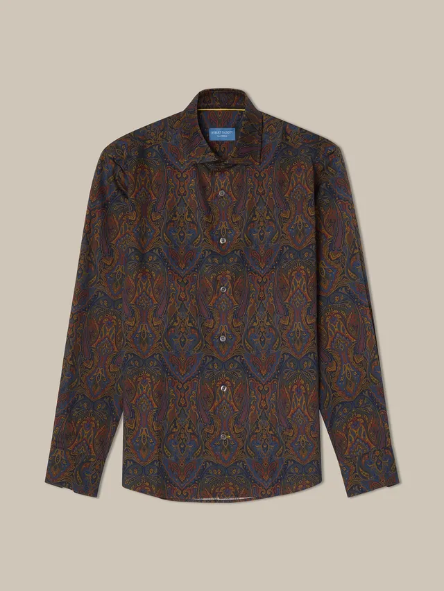 Robert Talbott Reynolds Camicia Cotone Paisley Blu Multi