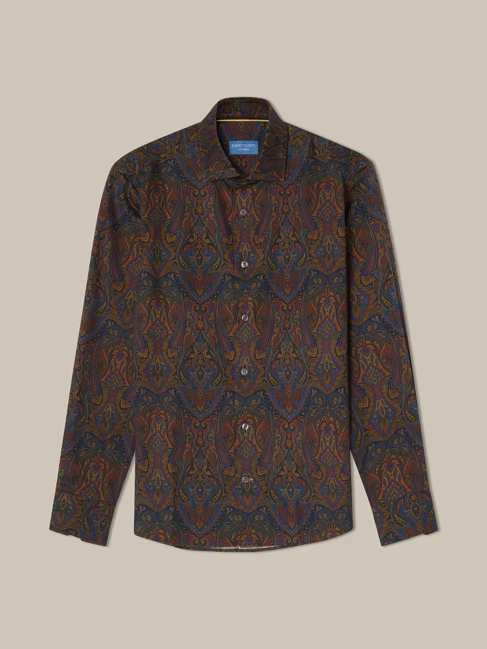 Robert Talbott Reynolds Camicia Cotone Paisley Blu Multi