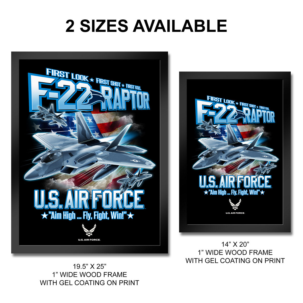 7.62 Design F-22 Raptor stampa incorniciata 14x20 US Air Force