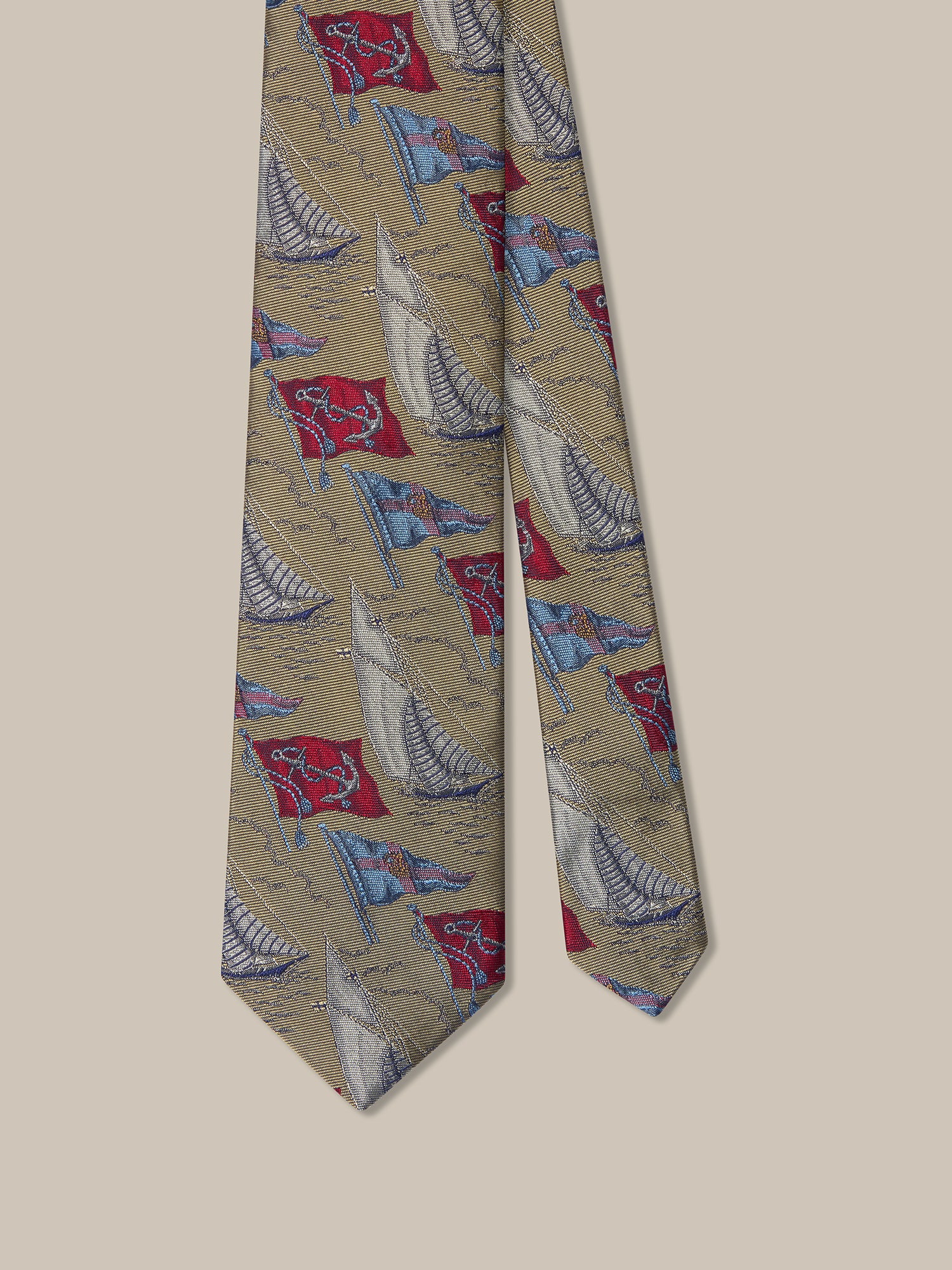 Robert Talbott Boat Flags Cravatta Seta Oro REG