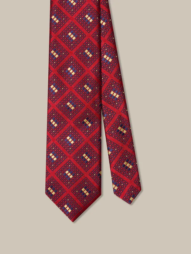 Robert Talbott Royal Blocks Best of Class Cravatta Seta Rosso