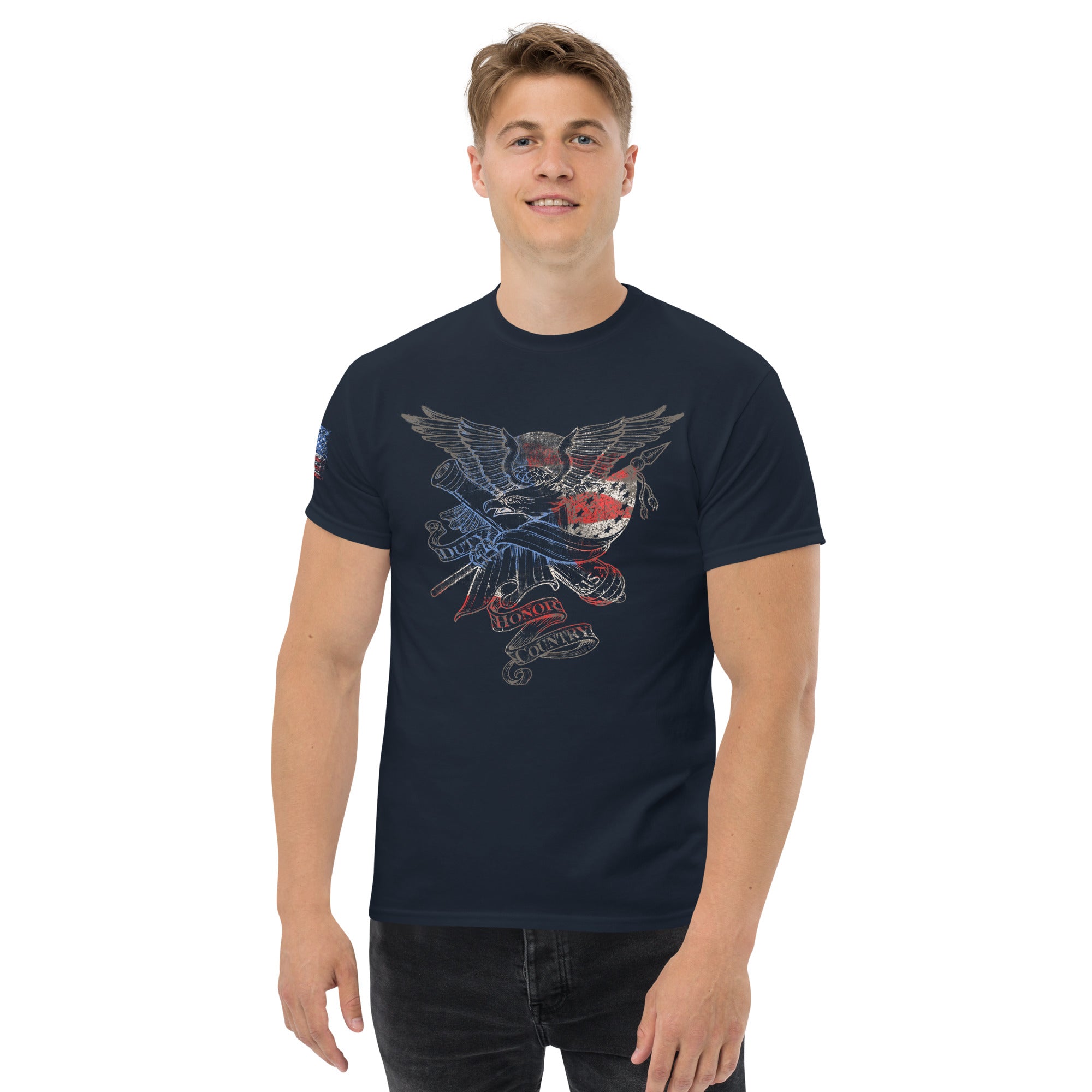 7.62 Design Duty Honor Country t-shirt cotone nera aquila USA