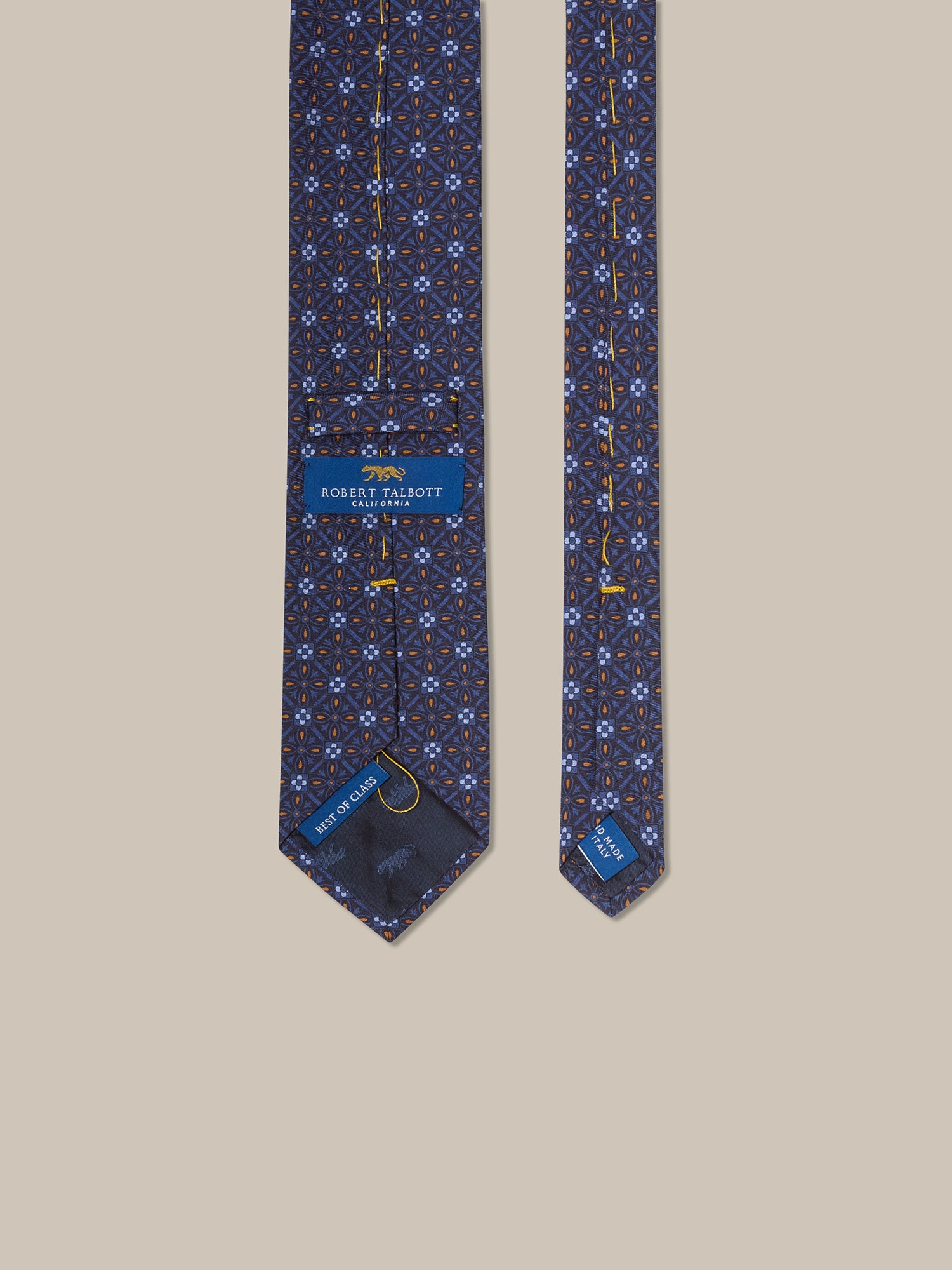 Robert Talbott Robert Geo Printed Cravatta seta Navy REG fantasia