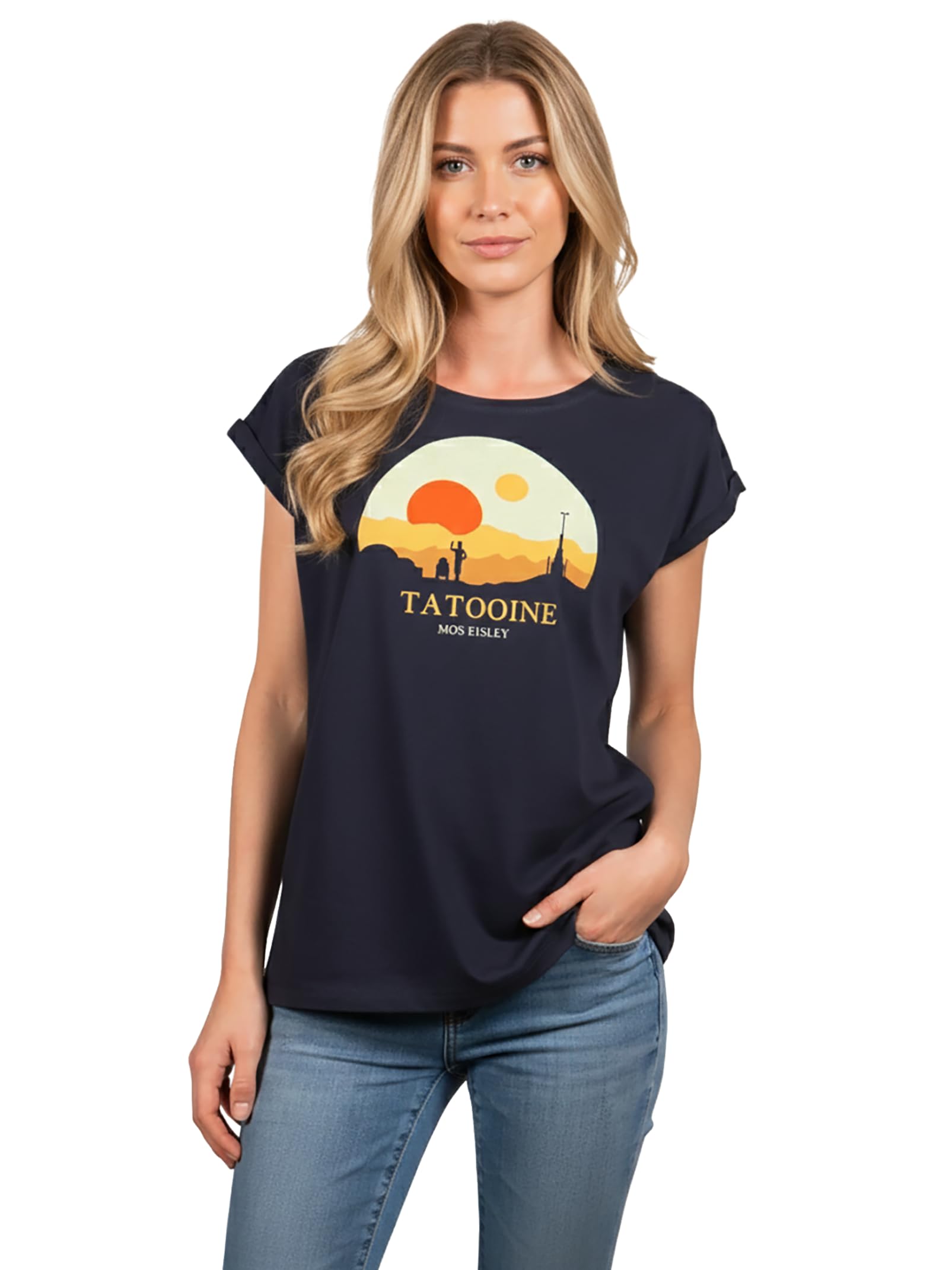 MAKAYA Tatooine Mos Eisley T-Shirt Donna S Cotone