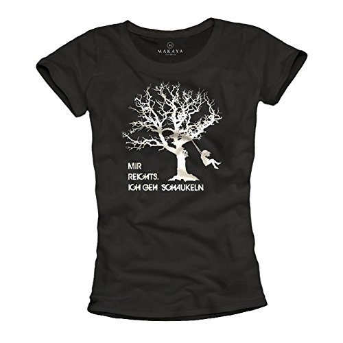 MAKAYA Sto a Dondolo T-Shirt Donna Nera Cotone
