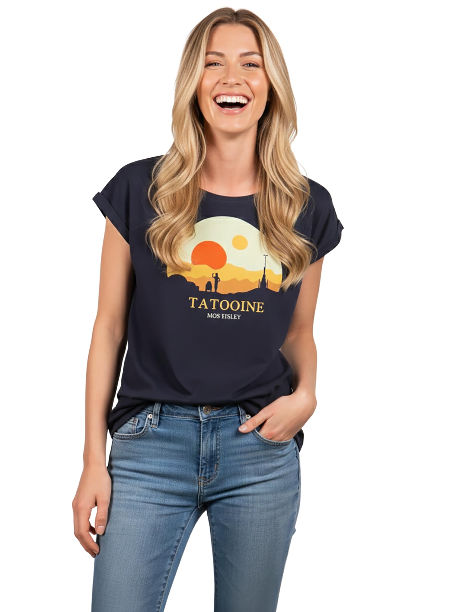 MAKAYA Tatooine Mos Eisley T-Shirt Donna S Cotone