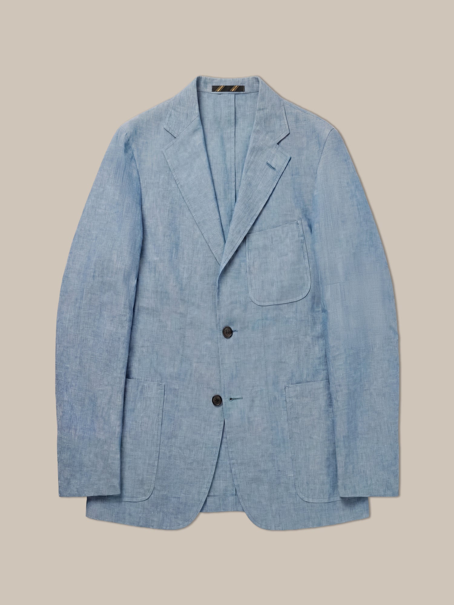 Robert Talbott Clarke Linen Chambray Blazer uomo Light Blue sfoderato