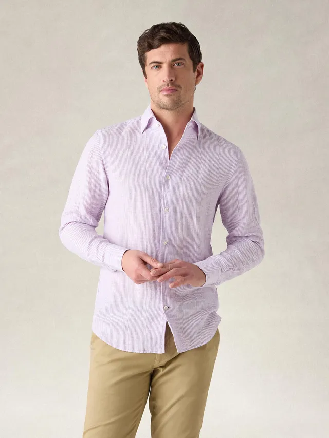 Robert Talbott Morgan Camicia Lino Viola Rigata